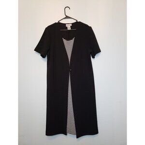 Special Thyme Ltd Womens Plus Sz 16W Dress Short Sleeve Round Neck Striped Black